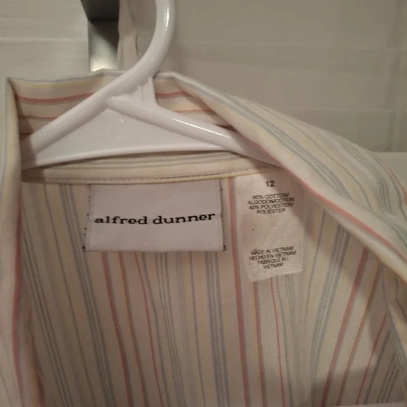 3/$15 Alfred Dunner Womens 12 Striped Floral Embroidered Sequin Blouse - Picture 3 of 6